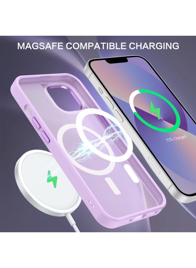 أكاليكس جراب مغناطيسي لهاتف آيفون 15 [مقاوم للصدمات ونحيف] غطاء خلفي صلب شفاف غير لامع مع حماية عالية الجودة | بنفسجي فاتح - Image 3